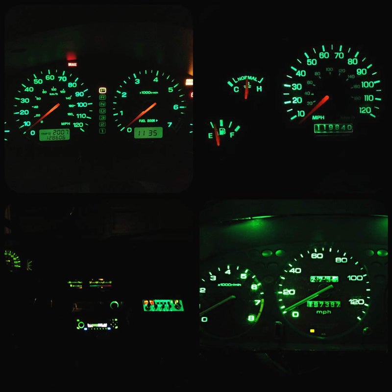 WLJH 10x Green T4.2 Neo Wedge Led 3030 Chipest 10mm Base Car Instrument Cluster Dashboard Gauge Bulb HVAC AC Heater Climate Control Lamps Switch Indication Interior Light Replacement - Image 4
